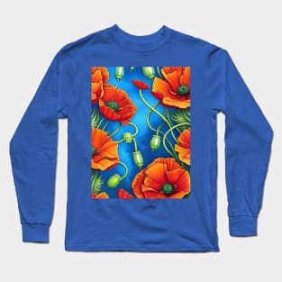 Beautiful Orange Poppies Long Sleeve T-Shirt